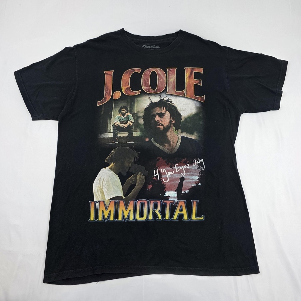 J Cole Immortal 4 Your Eyez Only Shirt Mens Large Black Dreamville Graphic Tee